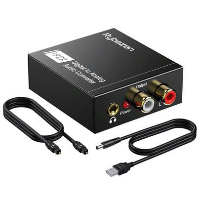 mhjDAC Convertidor de Audio Digital a Analógico de 192 KHz Adaptador Óptico a RCA con Cable Coaxial Óptico Toslink Óptico a 3.5 mm Adaptador para  HD DVD Sistemas de Cine en Casasleeping Bags