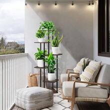 6 Tier Wood Tall Plant Stand Metal Rack Indoor, Multiple Flower Pot Holder Shelves Corner Rack, Planter Shelf Display Rack Storage Organizer Patio Living Room Balcony GardenWhite Oak - 6 Tier, Black Oak - View 8