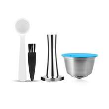 1 pieza Cápsula de café reutilizable de acero inoxidable, apta para máquinas de café (no aplicable para ), incluye cuchara y cepillo, accesorio para máquina de café - Plateado - Ver 8