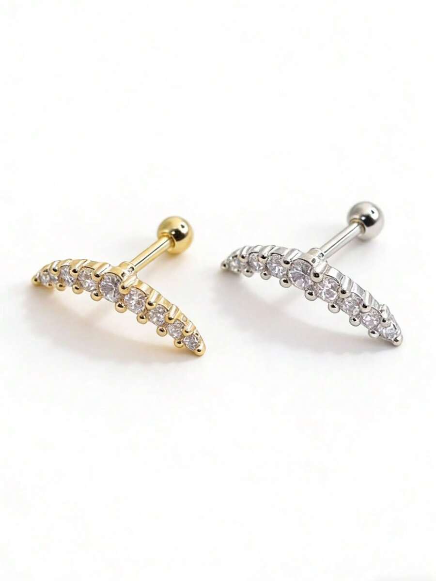 1 Pc Diamond CZ Nine-Pearl Stone Crown Ear Bone Earrings Piercing Jewelry PIsuitable For Daily Wear