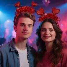 Valentine's Day Heart Headband Wedding Celebration Red Ribbon Peach Heart Headband Party Decoration Heart-Shaped Hair Accessory - C - Xem 8