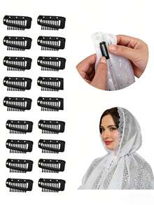 2/5/10个装不锈钢发夹(无别针),牢固可靠,适用于帽子、头巾、围巾、假发、接发等。不锈钢弹性BB夹,适用于杜帕塔头巾、围巾、婚纱头纱、假发等。头巾固定夹、发爪、发夹、发饰配件、发卡、发夹。 - 黑色 - 查看 2