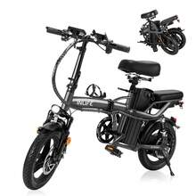 Bicicleta Electrica Adultos, E-Bike Plegable de Montaña con Motor de 500W, 3 Amortiguadores, Batería de Litio con Cobre Puro 48V/15Ah, 38KM/H, Rango de 45-55 km, Frenos de Disco Delanteros y Traseros - Gris - Ver 1