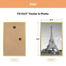 Upsimples 11x17 Picture Frame Gold 3 Pack, Scratch-Proof 11 X 17 Poster Frames For Photo Gallery - Slide-In Strips, Horizontal Or Vertical Wall Mounting - Gold - View 7
