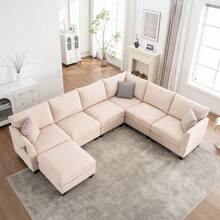 Beige + Linen + 6 Seat + Foam