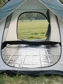 1pc Aluminum Foil Moisture-Proof Mat With Storage Bag, Portable Picnic Mat, Suitable For Picnics, Camping And Beach Tents, Moisture-Proof Outdoor Tent Mat, Camping Travel Mat, Essential For Outdoor Travel, Patio And Park Picnics, Tent Not Included - Clear - View 2