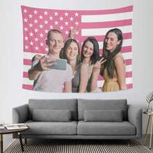 1 szt. spersonalizowany gobelin z flagą narodową, personalizowana flaga, możliwość personalizacji zdjęć, na urodziny, wesele, walentynki, wystrój pokoju, imprezę, dzień ojca/matki, wystrój domu, estetyka sypialni, wiszący materiał do akademika na początek roku szkolnego, wieczna miłość - Wielokolorowe - Zobacz 2