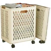 1pc Foldable Laundry Basket - Classic Rectangular Dirty Clothes Storage Bin With Handle, Suitable For Home, Bedroom, Bathroom And Dorm Decor - Multicolor - View 13