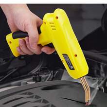 Kit de soldadura de plástico, Pistola de soldadura de plástico de 220W con grapas calientes de 1200PCS y varillas de soldadura de 76PCS, Pistola de soldadura de grapas calientes profesional con luz led, Caja de transporte para kayak, Juguetes - Amarillo - Ver 9