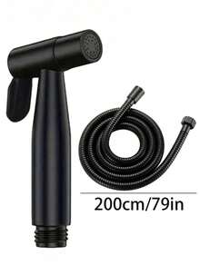 6 peças/Conjunto Conjunto de Aspersores de Bidê Portáteis, Aspersores de Bidê Montados na Parede com Fluxo de Água Ajustável, Mangueira Flexível de 79 Polegadas e Suporte, Para Limpeza de Banheiro, Higiene Pessoal e Lavagem de Vaso Sanitário, Melhora o Conforto da Limpeza do Banheiro, Ferramenta de Limpeza Multifuncional, Acessório de Banheiro Essencial - terno preto - Visão 12