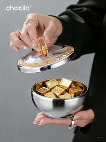 choxila 1个铁艺金/银浮雕碗，装饰碗，中东碗，椰枣碗，酸奶碗，坚果碗，零食碗，盘子，适合家庭/餐厅使用 - 碗 - 查看 4