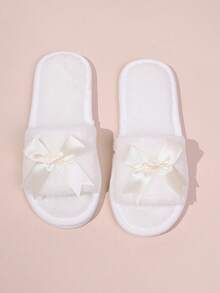 女士可爱蝴蝶结毛绒露趾拖鞋，柔软舒适轻便，适合室内、客厅、卧室等各种场合，四季皆宜，春夏精选，伴娘礼物，房间装饰，卧室装饰，海滩，旅行，男女皆宜，度假，妇女节，旅行必备，婚礼回礼，Y2K，卧室，汽车配件，厨房装饰，可爱小物，母亲节礼物，卧室装饰，花园，厨房装饰，夏季，海滩，旅行必备，房间装饰，软萌，毕业季 - 白色 - 查看 13