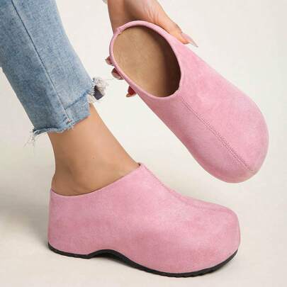 Women's Simple Versatile Round Toe Thick Sole Slip-On Casual Sandals, Spring/Autumn