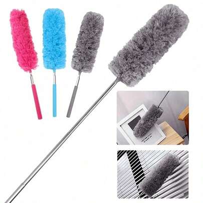 1 stuk kleurrijke intrekbare stofdoek met ultrafijne vezels - roestvrijstalen handvat, buigbare en herbruikbare stofdoekkop, efficiënte reiniging van meubels, auto, glas en meer - geen batterijen nodig, geschikt voor slaapkamer, woonkamer en meer, schoonmaakdoekje