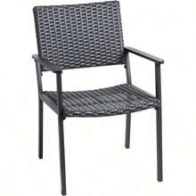 C-Hopetree - Silla de comedor al aire última intervensión para mesa de patio exterior marco de metal mimbre negro para todo tipo de clima - Multicolor - Ver 1