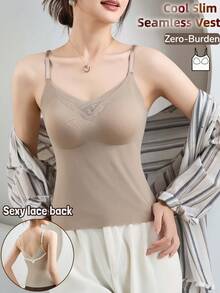 1 chiếc áo hai dây ren mỏng nhẹ thoáng mát mùa hè -5°C dành cho nữ, kiểu dáng hai mảnh, không đường may. - Lạc đà - Xem 3