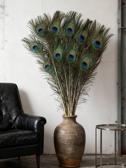 Handmade Faux Peacock Feathers, Suitable For DIY Crafts, Vase Filler, Elegant Home Decor, Party & Wedding Decoration, Holiday Celebration & Craft, Classic Design, Handcrafted Details, Peacock Decor