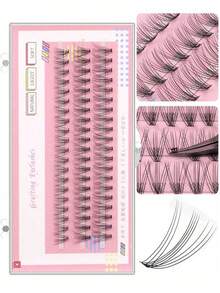 60pcs Cluster False Eyelashes, Natural Look, 10D, Lightweight & Soft, DIY Use, 8/10/12/14/16mm Mixed Length, 0.10C Curl, Natural Curled - Black - View 8