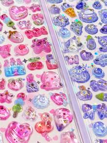 3D Cute Stickers - Cartoon Hot Dog Sushi Bubble Stickers, Adorable Mini Plush 3D Reusable Stickers For Scrapbooking, Planner, Journal, Notebook, Laptop, Phone Case - Multicolor - View 3