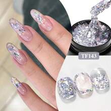 MEET ACROSS 6pcs/Set 8ml Colorful Glitter Gel Nail Polish, Holographic Laser Shiny Semi-Permanent Removable UV Gel Nail Polish, DIY Home & Salon Manicure Supplies - Multicolor - View 6