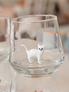 Handmade Glass Mug With Cat Statue, Glass Drinkware, Glass Cup And Water Glass, Glass Mug, Gift, Pet, Glass Cup - Multicolor - View 7