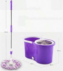 Spin Mop And Bucket Set With Wringer – 360 Rotating Microfiber Mop For Floor Cleaning, Easy Self-Wringing System With Extendable Handle, Hands-Free Household Cleaning For Hardwood, Tile & Laminate - Nhiều màu - Xem 3