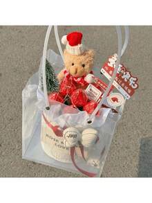 1个随机颜色花卉礼盒桶，带盖，优雅的花卉摆设和节日包装桶，适用于圣诞节、情人节、母亲节、生日、教师节、家庭餐桌摆饰、派对和婚礼装饰，送给朋友、家人、伴侣、成年人、送礼者、家居装饰、派对主人的礼物 - 白色 - 查看 12