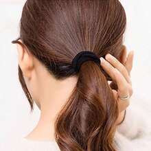 100pcs/200pcs Set Black & Colorful High Elastic Hair Ties, Simple Seamless Rubber Bands For Ponytail, Solid Color High Stretch Hair Ties For Women, Comfortable & Durable, Essential For Home & Travel,Back To School Supplies,School Tops,Home And Living New In,Gifts,Household Items,Bathroom Accessories,Back To School,Outdoor Supplies,Party Rwady. - 黑色 - 查看 3