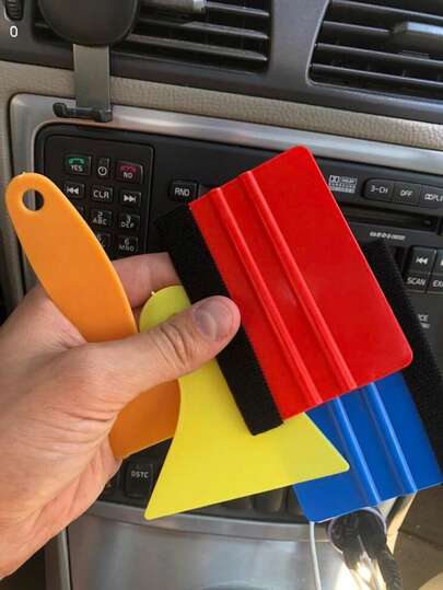 4pcs High Quality Felt Edge Squeegee Set - 4 Inch Scratch-Free Vinyl Wrap Tools, Precision Car Tinting Tools For Window Film/Wallpaper/Decals/Stickers, Ergonomic Manual Tools For Men And DIY Enthusiasts