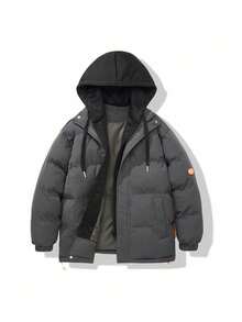 Trajes callejeros de moda Casacas y abrigos para hombre 2025 Abrigo acolchado de algodón acolchado de lana gruesa y cálida de invierno nuevo Pantalón vaquero morado estilo dos piezas Pantalón De Hombre Moda Exterior - Gris - Ver 1