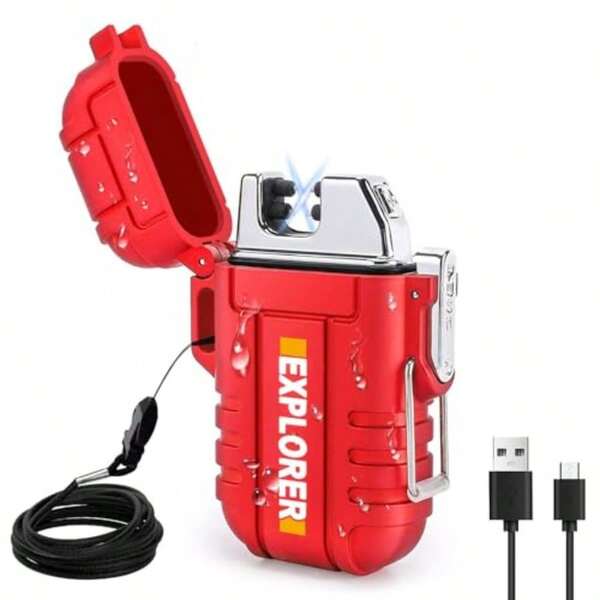 mhjEncendedor Lmpermeable Prueba de Viento Encendedor de Doble Arco Encendedores de Plasma Fresco Recargable por USB Sin Llama para Camping Aventura Senderismo Equipo Táctico de Supervivenciasleeping Bags