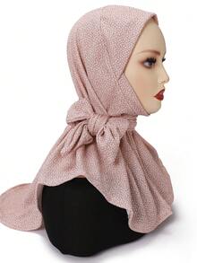 New Arrival Spring/Summer Luxurious Gold Fashionable Women's Convenient Elastic Breathable Shiny Fabric Modest Hijabi Muslim Headscarf + Ties - Multicolor - View 7