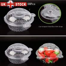 100 SINGLE CUPCAKE BOXES CLEAR MUFFIN HOLDER CASES DOMES CUPS PODS CONTAINERS UK - Clear - View 6