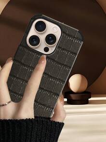 1个黑色鳄鱼皮纹理防震手机壳，带旋转音效设计，兼容 17/16/15/14/13/12/11/XR/7P/8P/XS Max/X/XS、Galaxy - 深灰色 - 查看 3