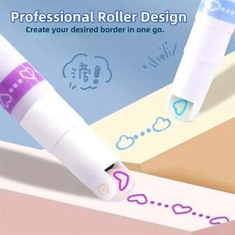 6/12支装花卉轮廓弧形荧光笔，荧光记号笔，波浪笔，适用于学生、日记本、下划线，彩色套装