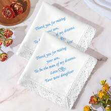 Wedding Handkerchiefs Something Blue For Bride, Mother Of The Bride Gifts Embroidered Lace Keepsake Bridal Hankies - 新郎父母 - 查看 4