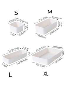 1pc White Plastic Storage Box, Drawer Organizer Set, Multi-Function Bathroom Vanity Drawer Organizer Tray, Cosmetic Storage Box, Bedroom, Kitchen Small Tools And Office Supplies Storage Box - White - View 5