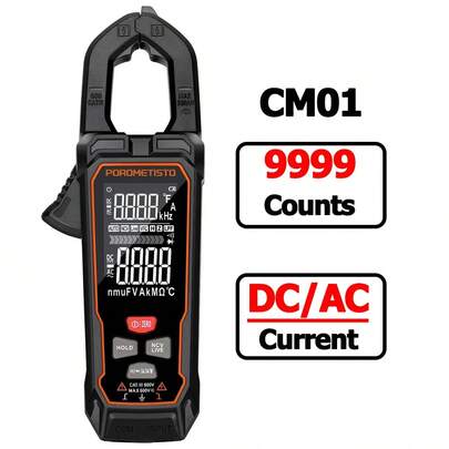CM01 Digital Clamp Meter Multimeter 600A/1000A Current Meter Voltage Tester 6000 Counts Clamp Meter True Amp Hz Ohm Capacitance. It Also Includes NCV, Real-Time, Max/Min, Hold, Inrush, VFD, Flashlight, Auto Power Off, Full Range Overload Protection, Low Battery Indicator.