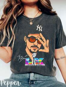 Bad Tee Bunny T-Shirt, Retro 90s Streetwear Bootleg Tee, Vintage Y2K Graphic Shirt - Black - View 1