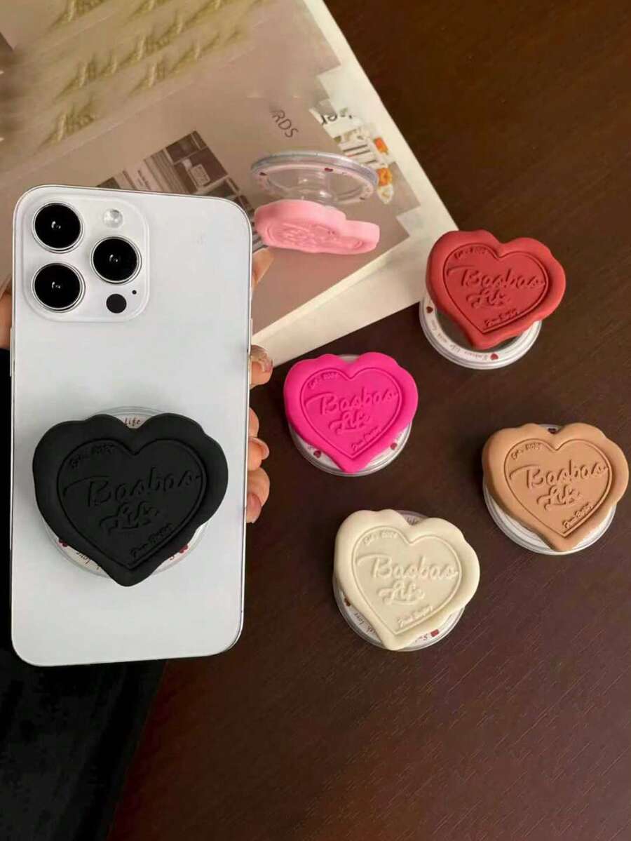 巧克力奶油心形磁吸手机支架，带指环支架和可伸缩桌面支架，女士适用，兼容和安卓手机，生日礼物，送给家人、朋友的礼物，生日推拉式手机支架，手机配件 - 彩色 - 查看 1