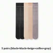 1/3/5/10 Pairs Of Women's Stockings, Ultra-Thin Long Tube Stockings, Anti Hook Silk Calf Socks, Sexy, Ultra-Thin, Super Transparent, Versatile JK, Knee High Socks, Suitable For Home Commuting, Parties, Gifts.Straight Socks - Multicolor - View 37