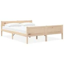 vidaXL Cadre de lit sans matelas bois de pin massif 120x200 cm - Tabac - Voir 2