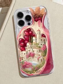 Wave Ripples Town In Pomegranate Print Clear Case Compatible With IPhone 13/11/17/17pro/16/14/15/15pro/15 Plus/15 Promax/7plus/8plus/X/Xs Max/Xr/11pro/12pro/13pro/14pro/12mini/13mini/11promax/12promax/13promax/14promax/14plus/17pro Max/17Air/6/6s Plus/7/8/16Pro/16plus/16promax/Se2/17promax&Compatible With Samsung Galaxy/A54/A14/A12/A13/A15/A32/A33/A24/A52S/S20/S21/S22/S23/S24/S23Plus/S24ultra/S25/A15/A33/A23 - Multicolor - View 4