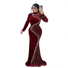 2026 New Style Women's Evening Gown - Elegant Silk Embroidered Diamond Gown For European And American Fashion Women - Women's Gift - Wedding And Banquet Dress - C7616-酒紅 - 查看 10