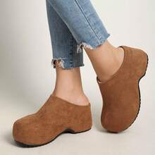 Sandalias casuales de mujer con suela gruesa, punta redonda y fácil de poner, para primavera/otoño - Marrón - Ver 5
