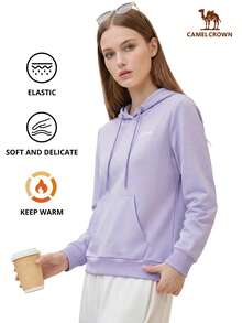 CAMEL CROWN sweat-shirt à capuche casual unicolore pour femmes, Top à manches longues chaud pour le sport, l'hiver - violet givré - Voir 9