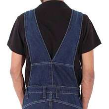 Denim Overalls With Fitted Pockets And Adjustable Suspenders - Biru tua + 4XL - View 6