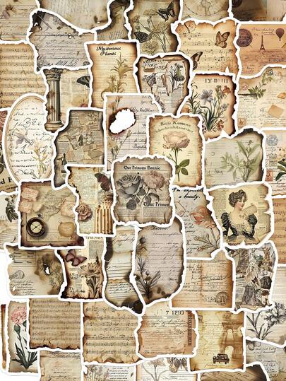 SCXXBSW 50 ملصق ورقي قديم قابل للاحتراق، ملصقات كرتونية جميلة لأغراض DIY مثل لوحات التزلج والزجاجات المائية والأجهزة المحمولة والهواتف المحمولة