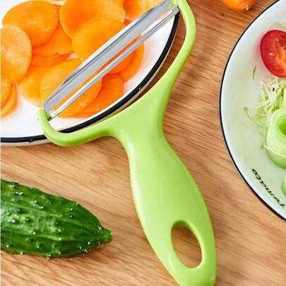 1 pieza Pelador de juliana de hoja oblicua para verduras, cortador y rallador rápido para frutas y verduras