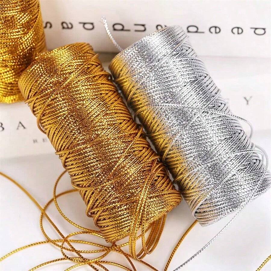 1.5mm 100M Gold Silver Macrame Cord Rope String For Gift Wrapping, Hanging Ornaments, And Party Supplies, Sewing DIY Rope Ribbon Crafts Twine Twisted Thread Home Decoration Valentine's Day - Nhiều màu - Xem 1